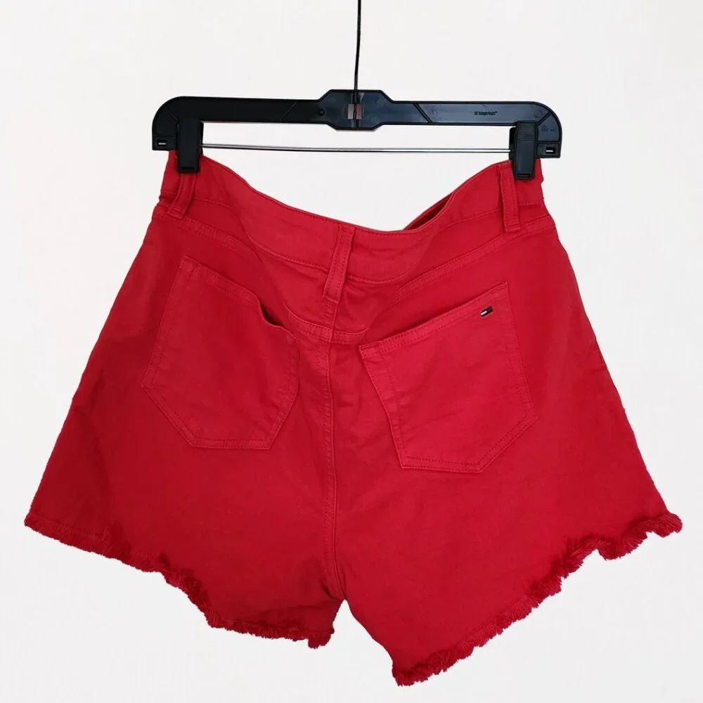 Tommy Hilfiger Red Frayed Shorts - Picture 2 of 10